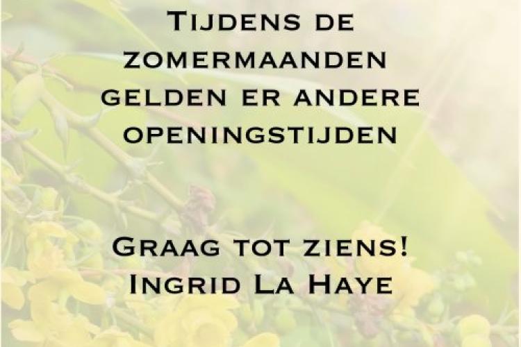 openingstijden tijdens de zomer