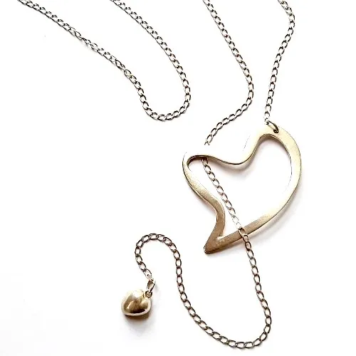 Amoureuzz - Apart design zilveren hartjes hanger aan lange ketting 