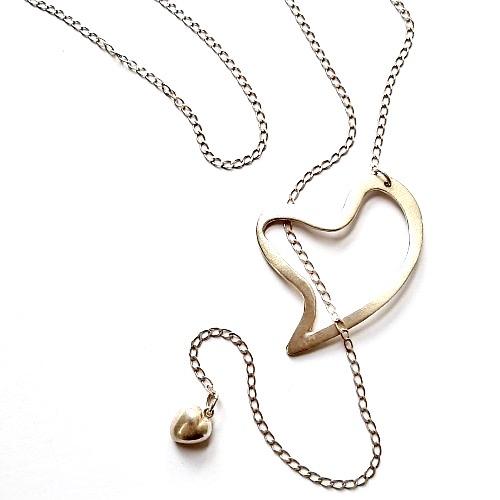 Amoureuzz - Apart design zilveren hartjes hanger aan lange ketting 