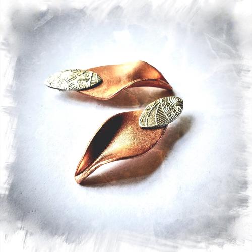 Ardiente II - Koperen oorbel met zilver