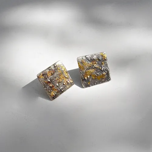 Belleza - Zilveren oorstekers met goud