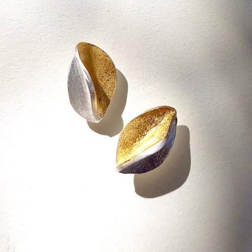 Bellissima - Organische oorbellen zilver en goud