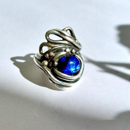 Blue Empress -  Zilveren organische ring
