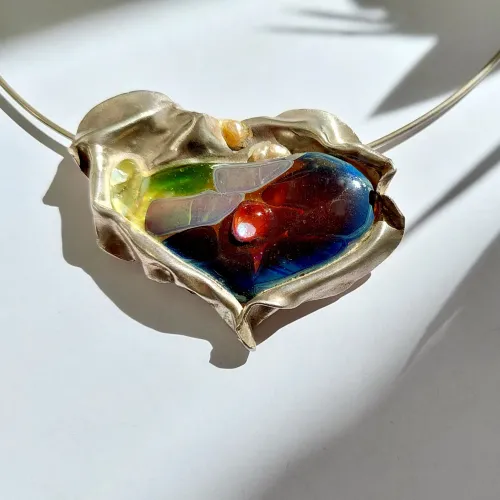 Capella - Zilveren hanger met glas en parels