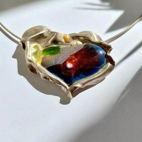 Capella - Zilveren hanger met glas en parels