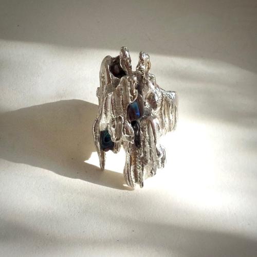 Cathedrale I - Zilveren designring met Paua Shell