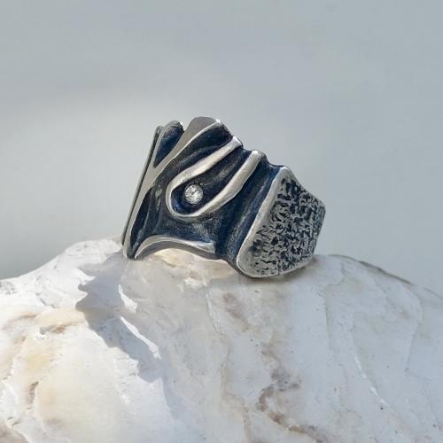 Caudal - Artistieke organische stoere zilveren ring