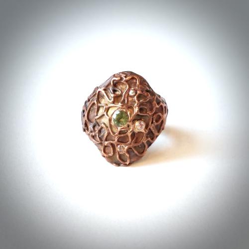 Copper Magic lV - Koperen  ring met Peridot