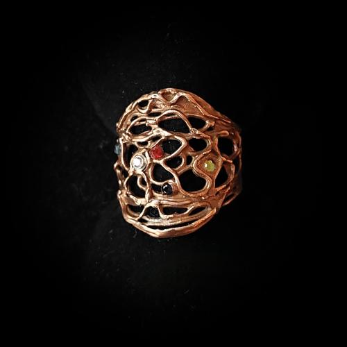Copper Magic I  - Opengewerkte koperen statement ring