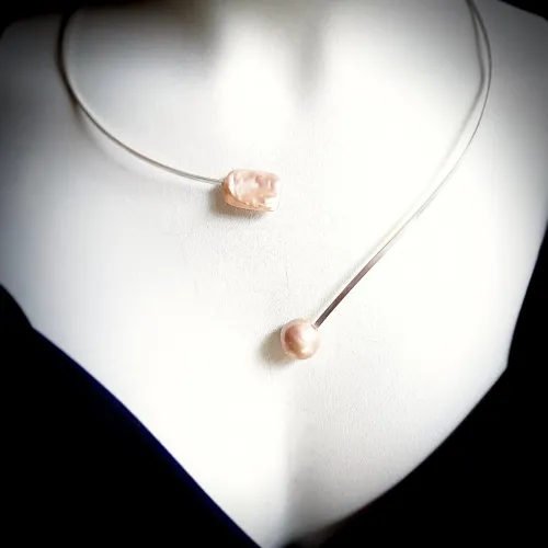 Elegance - Moderne zilveren spang met parels