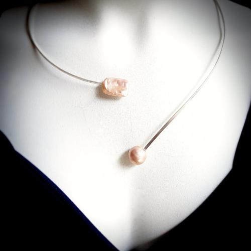 Elegance - Moderne zilveren spang met parels