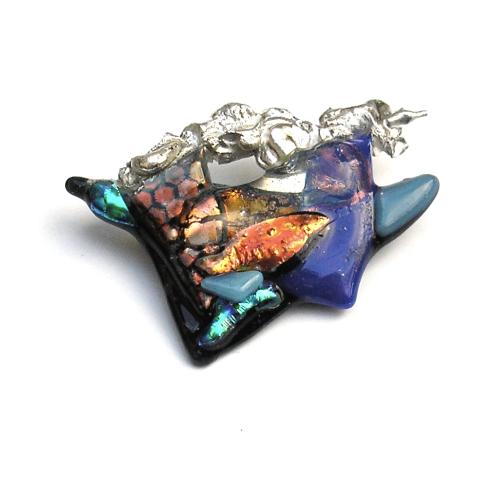 Glazzz - Zilveren broche met glas