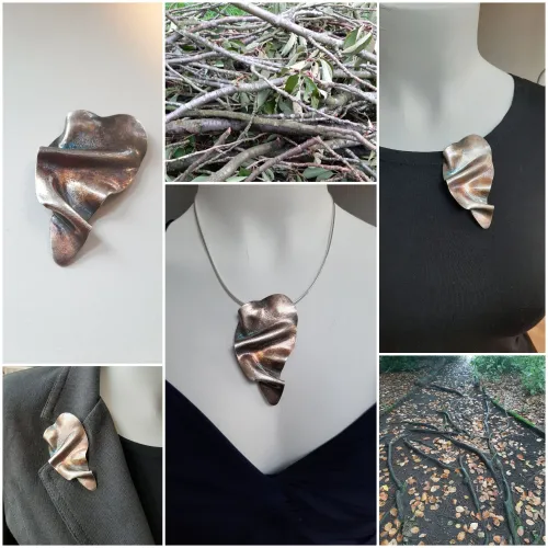 Cayendo - Unieke organische bladvormige broches - zilver