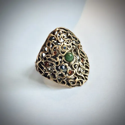 Jade - Bronzen goudkleurige ring