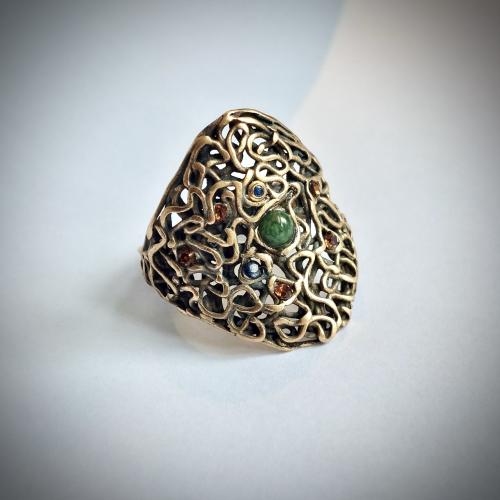 Jade - Bronzen goudkleurige ring