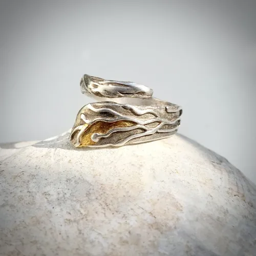 Larissilva lll - Zilveren ring met 24 krt goud