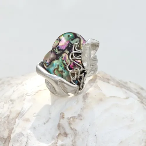 Paua Ring - Zilveren unieke ring met filigrain