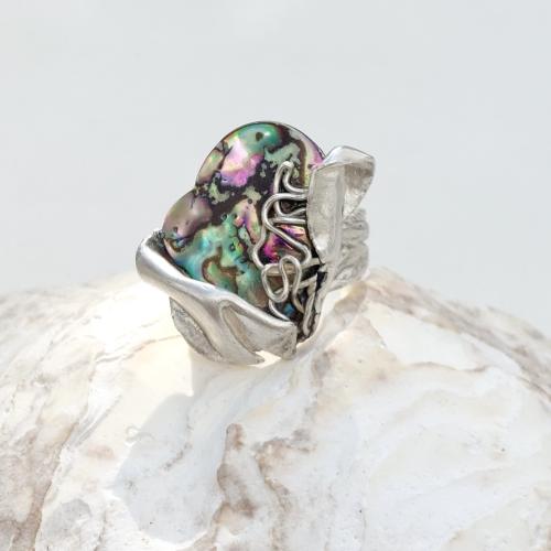 Paua Ring - Zilveren unieke ring met filigrain