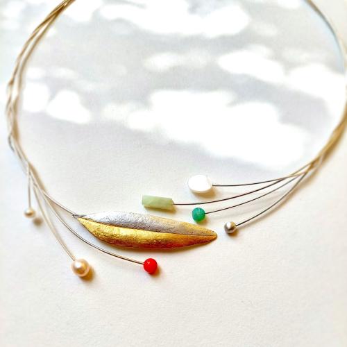 Primavera - Uniek zilveren statement asymmetrisch collier