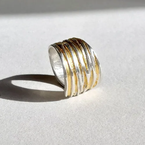 Rayas Doradas -Zilveren ring met goud