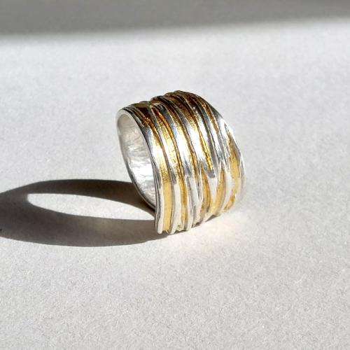Rayas Doradas -Zilveren ring met goud