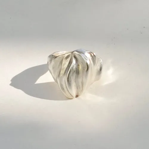 Wave -Moderne zilveren organische ring