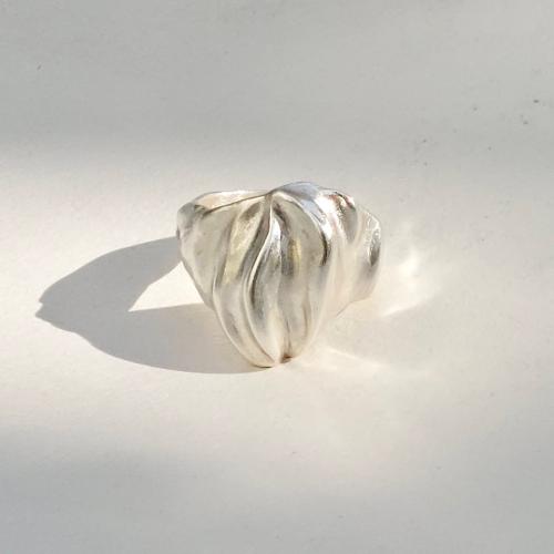 Wave -Moderne zilveren organische ring